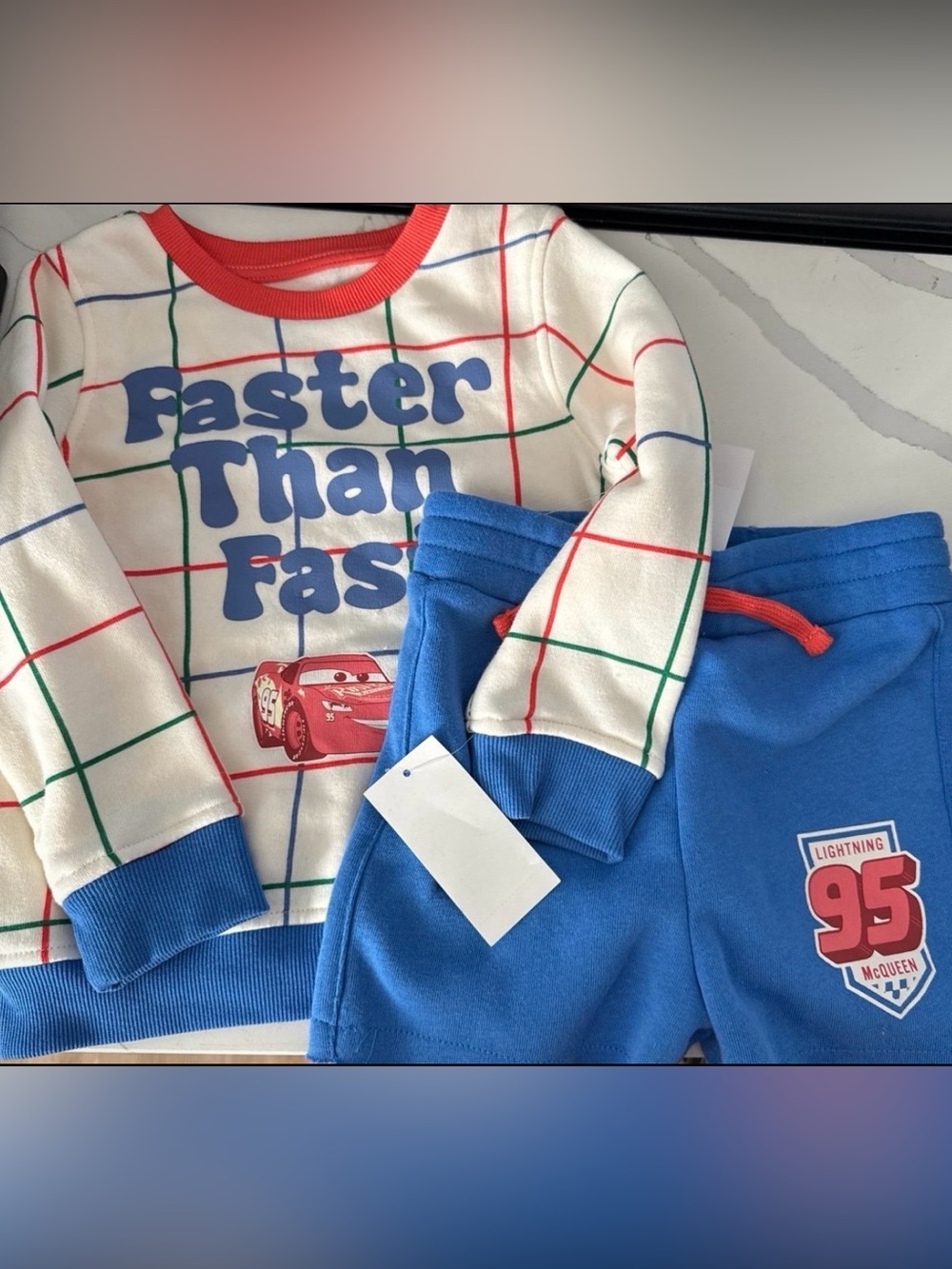 Disney Blue Lightning McQueen Kids Sweatshorts
